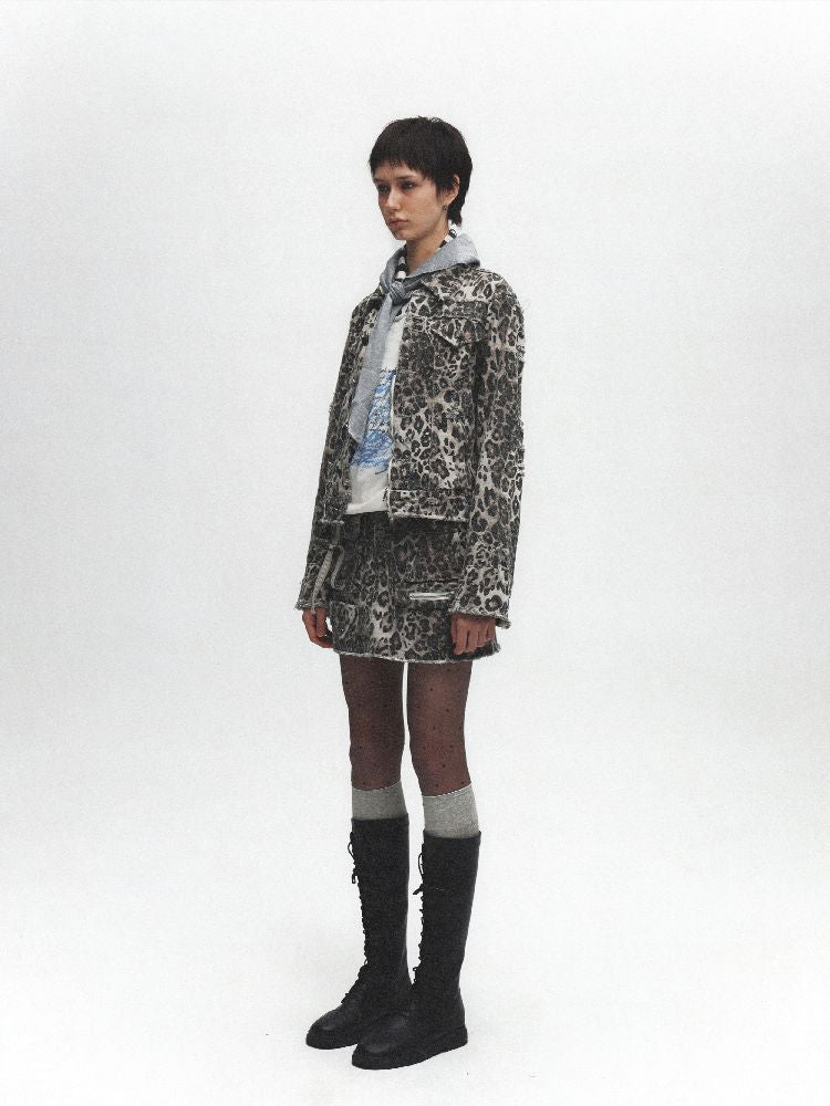 Leopard Print Washed and Aged Jacket【s0000011632】