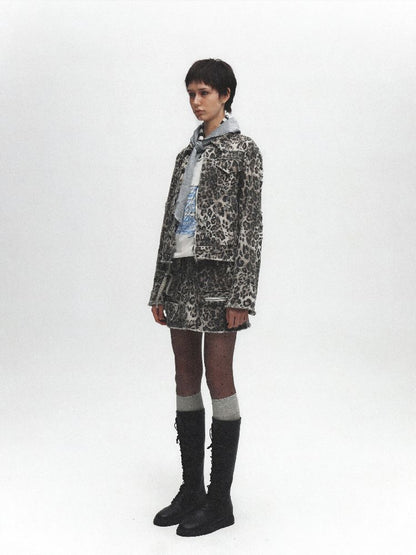Leopard Print Washed and Aged Jacket【s0000011632】
