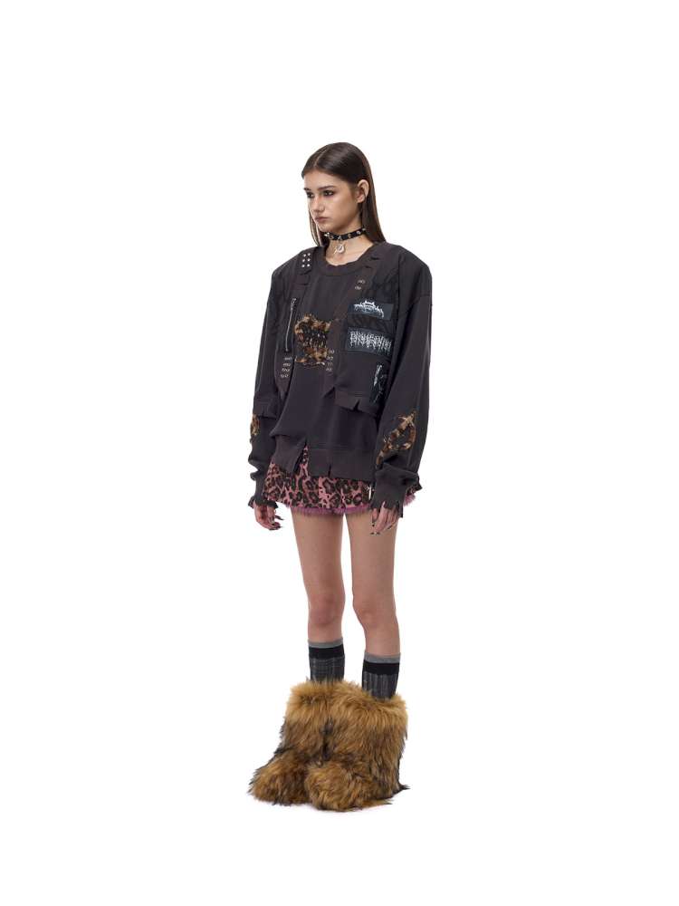 Double Embroidered Leopard Sweatshirt【s0000015121】