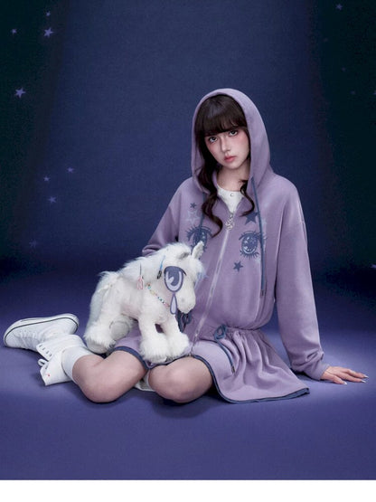 Purple Comic Eye Sweatshirt Dress【s0000015439】