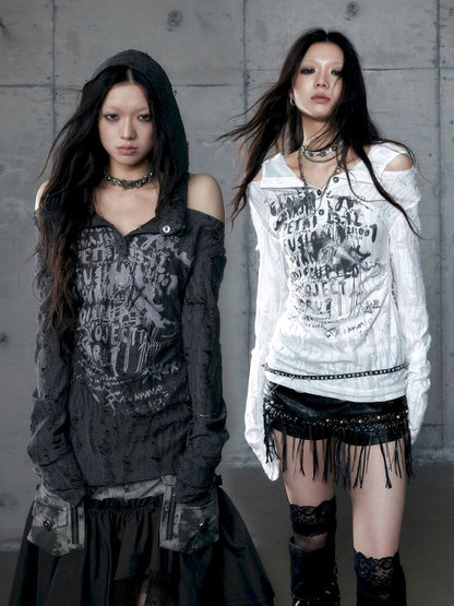 Backless Hooded Long Sleeve Bottom Top【s0000013469】