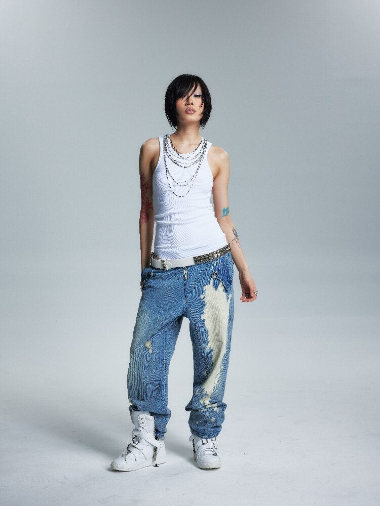 Low Rise Distressed Denim Trousers【s0000017002】