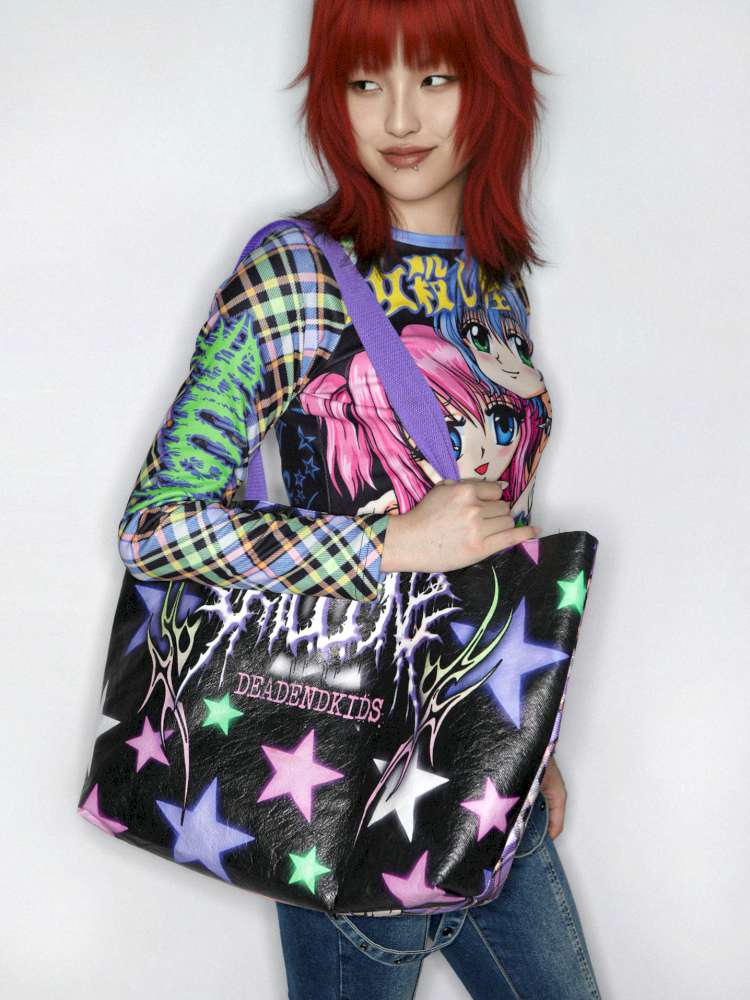 Two-Dimensional Y2K Dupont Paper Tote Bag【s0000014914】