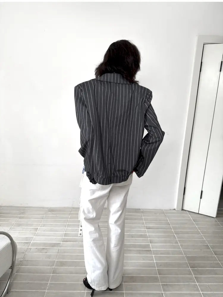 Lace-Up Striped Shorts Blazer【s0000014203】