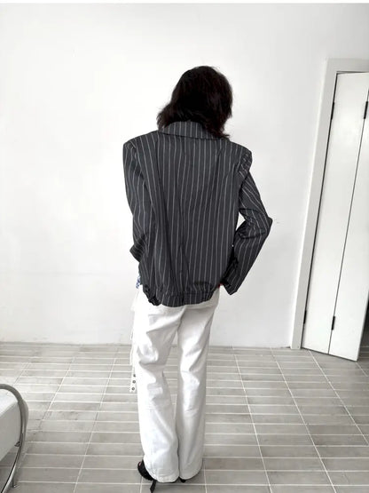 Lace-Up Striped Shorts Blazer【s0000014203】