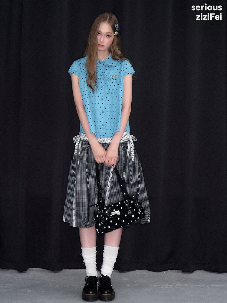 Doll Collar Bow Polka Dot Shirt【s0000016851】