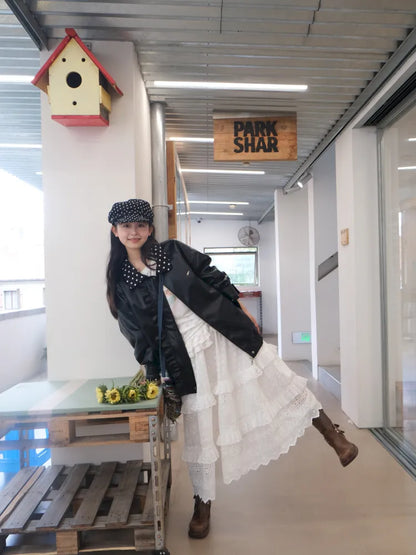 Patchwork Maxi Dress Cake-Style Skirt【s0000014166】