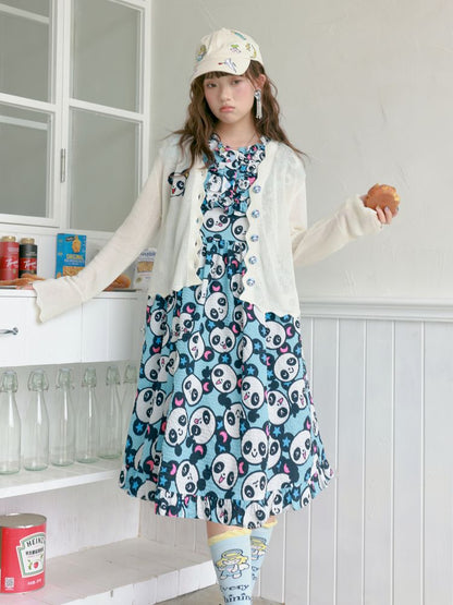 Blue panda pattern dress【s0000012757】