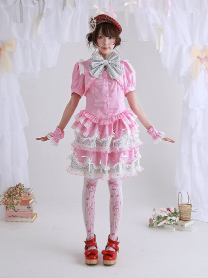 Pink Striped Lolita Shirt Top【s0000016559】