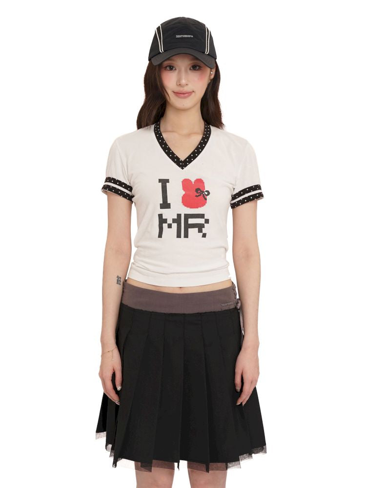 V-Neck Tight-Fitting T-Shirt【s0000012558】
