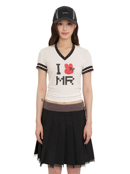 V-Neck Tight-Fitting T-Shirt【s0000012558】