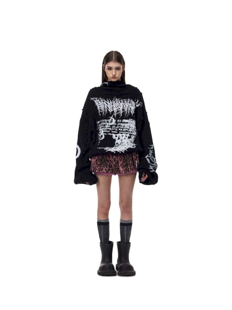 Structure Patchwork Hooded Sweater【s0000015120】