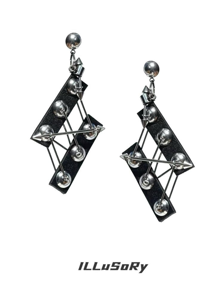 Heavy Pure Handmade Leather Punk Earrings【s0000018873】