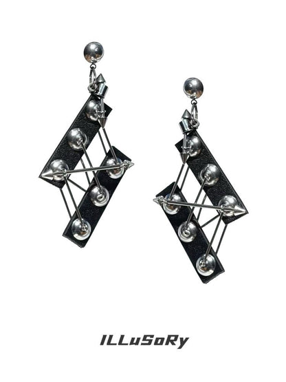 Heavy Pure Handmade Leather Punk Earrings【s0000018873】