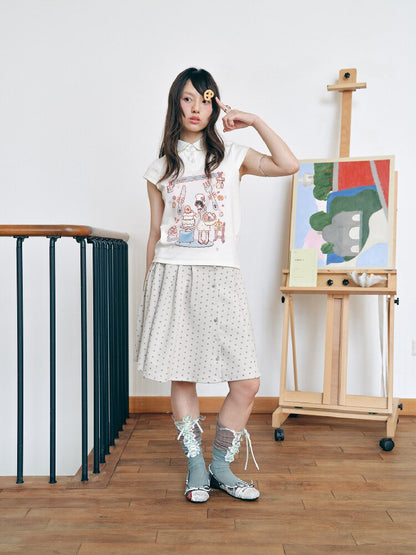 Two-Tone Doll Collar Short-Sleeve【s0000018719】