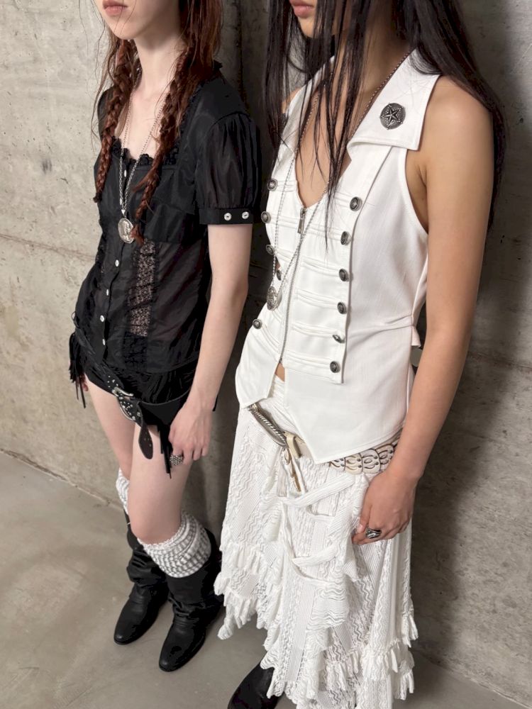 Slim-fit Waist-cinching Zipper Lapel Vest【s0000012707】