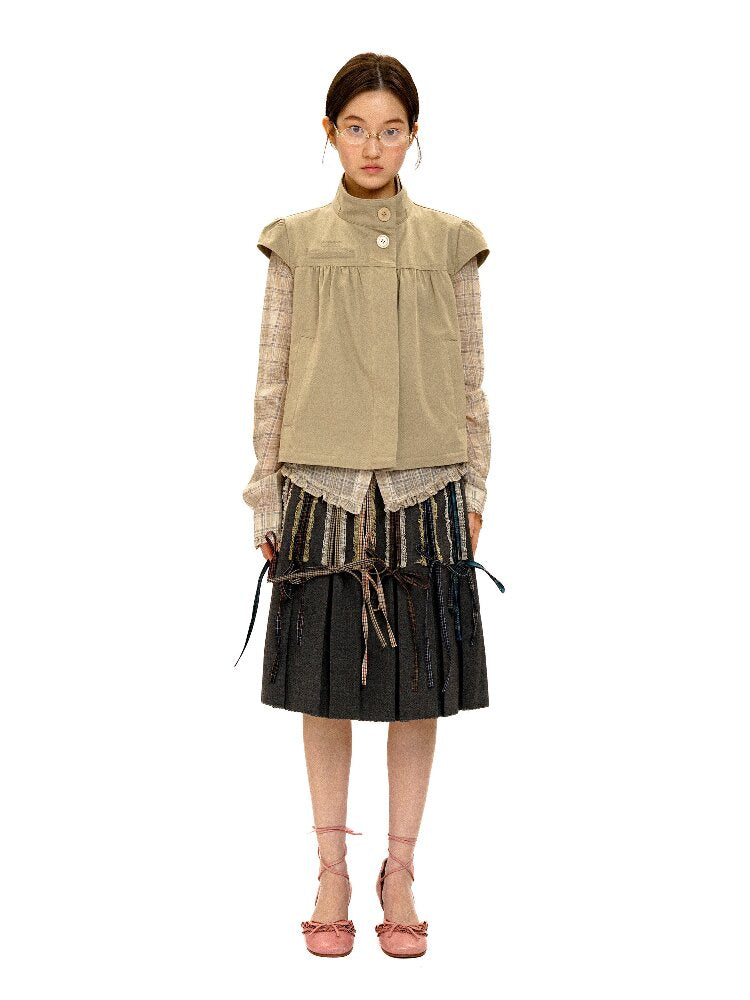 Fake Plaid Lace Pleated Skirt【s0000016088】