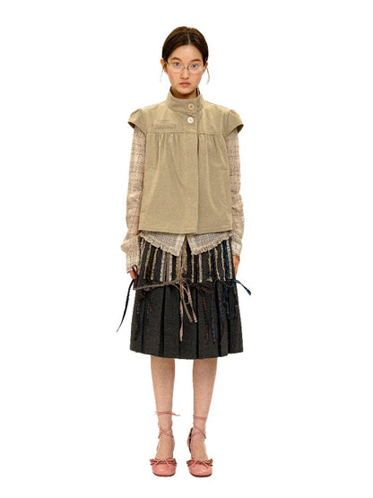 Fake Plaid Lace Pleated Skirt【s0000016088】