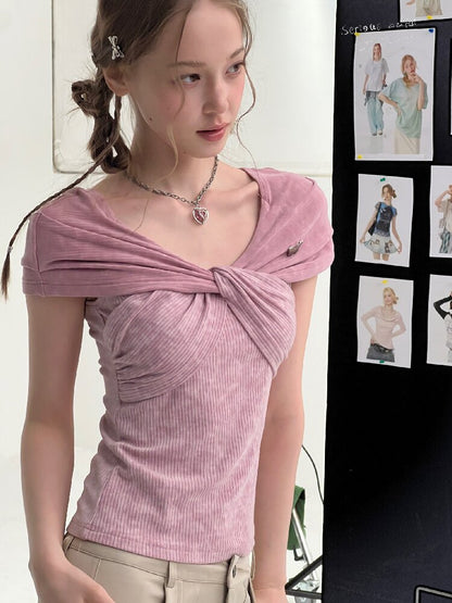 Flower Knot Butterfly Slim T-Shirt【s0000016605】