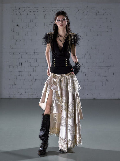 Lace Patchwork Irregular Skirt【s0000015935】
