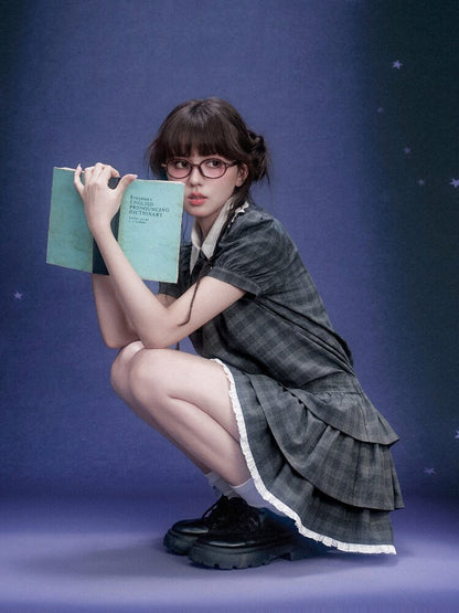 Gray Plaid Collegiate Cake Dress【s0000015756】
