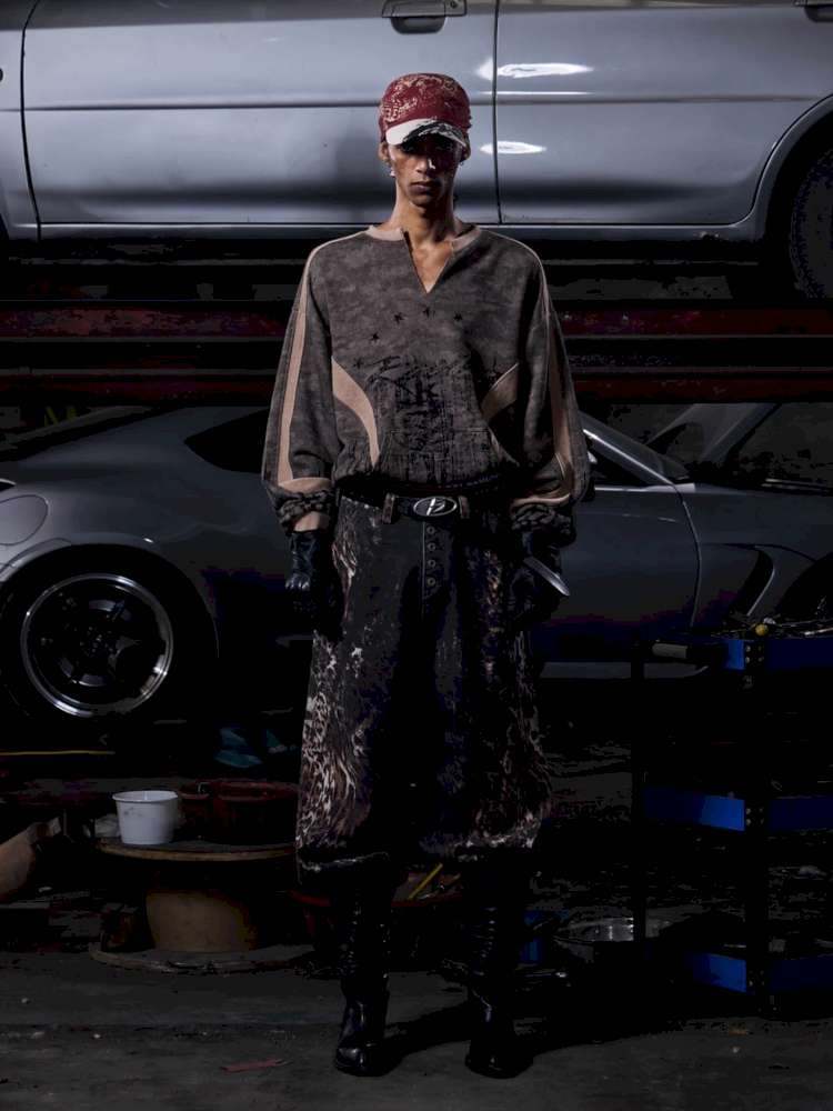 Digital Leopard Print Twill Jeans【s0000015181】