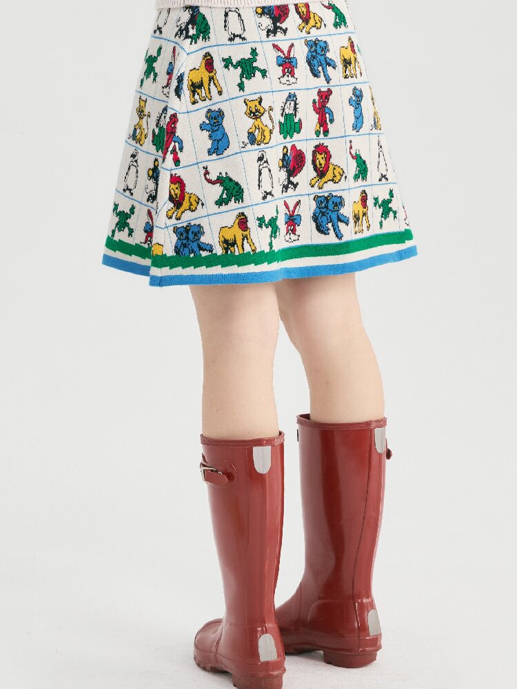 Colorful Animal Knit A-Line Skirt【s0000019254】