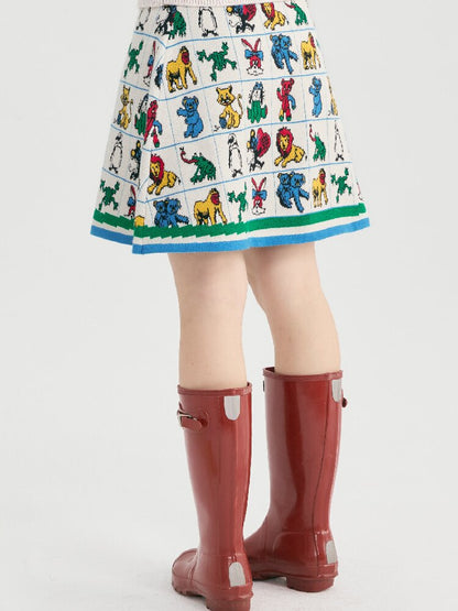 Colorful Animal Knit A-Line Skirt【s0000019254】