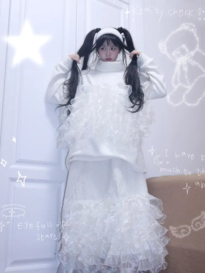 Granulated Sweatshirt with Lace Trim【s0000014345】