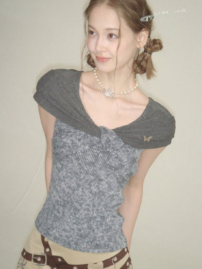 Flower Knot Butterfly Slim T-Shirt【s0000016606】