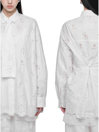 Hollow Jacquard Fabric Silhouette Shirt【s0000011619】