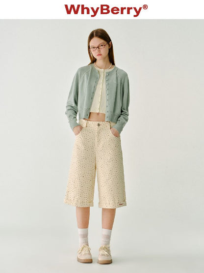 Cotton wide-legged five-minute pants【s0000011983】