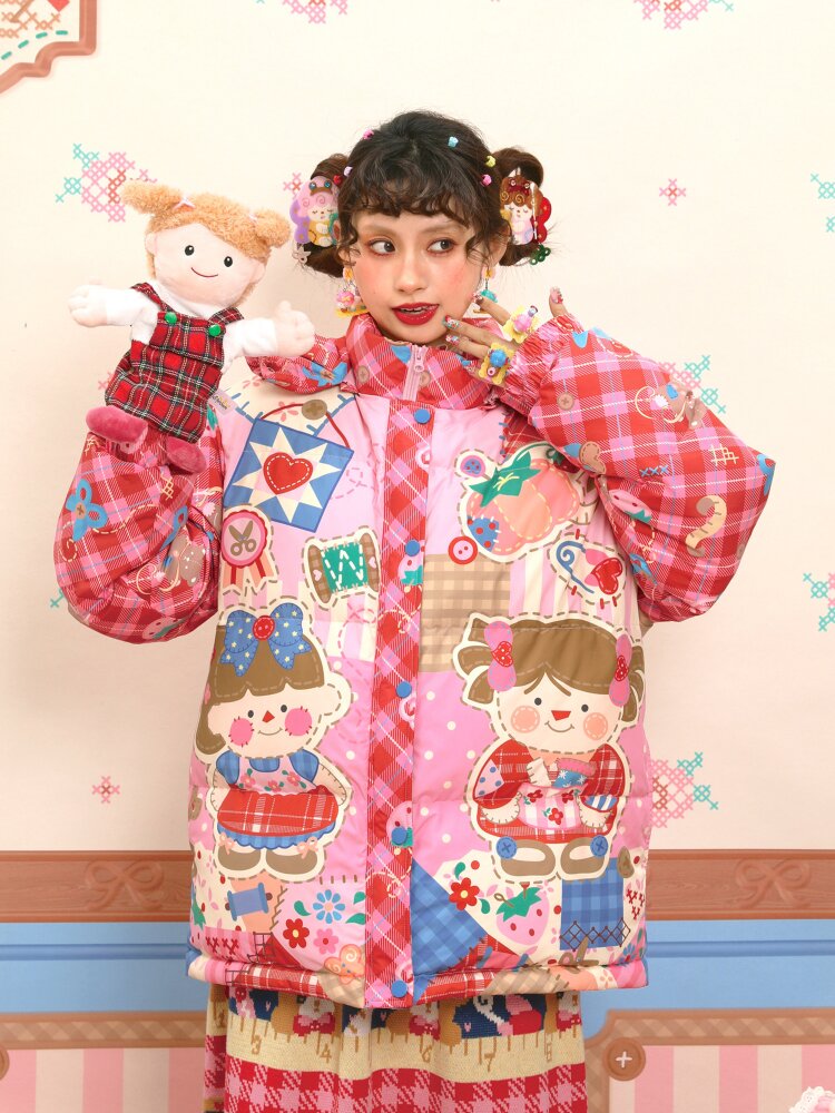 Red Pink White Duck Down Jacket【s0000015567】