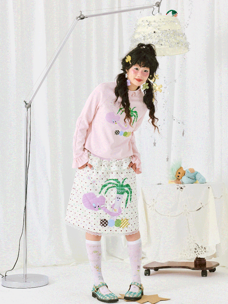 Print Long Sleeve Short T-Shirt【s0000011942】