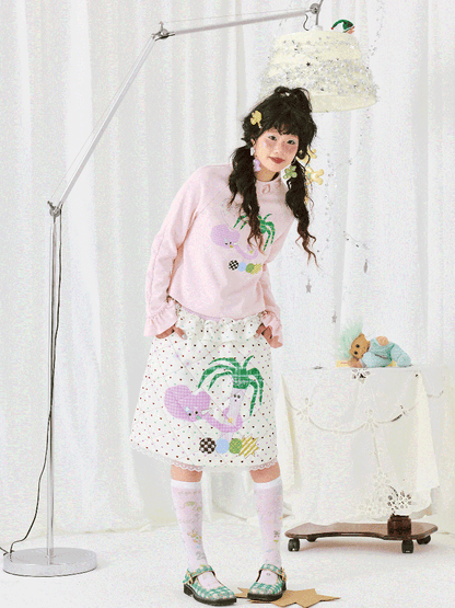 Print Long Sleeve Short T-Shirt【s0000011942】