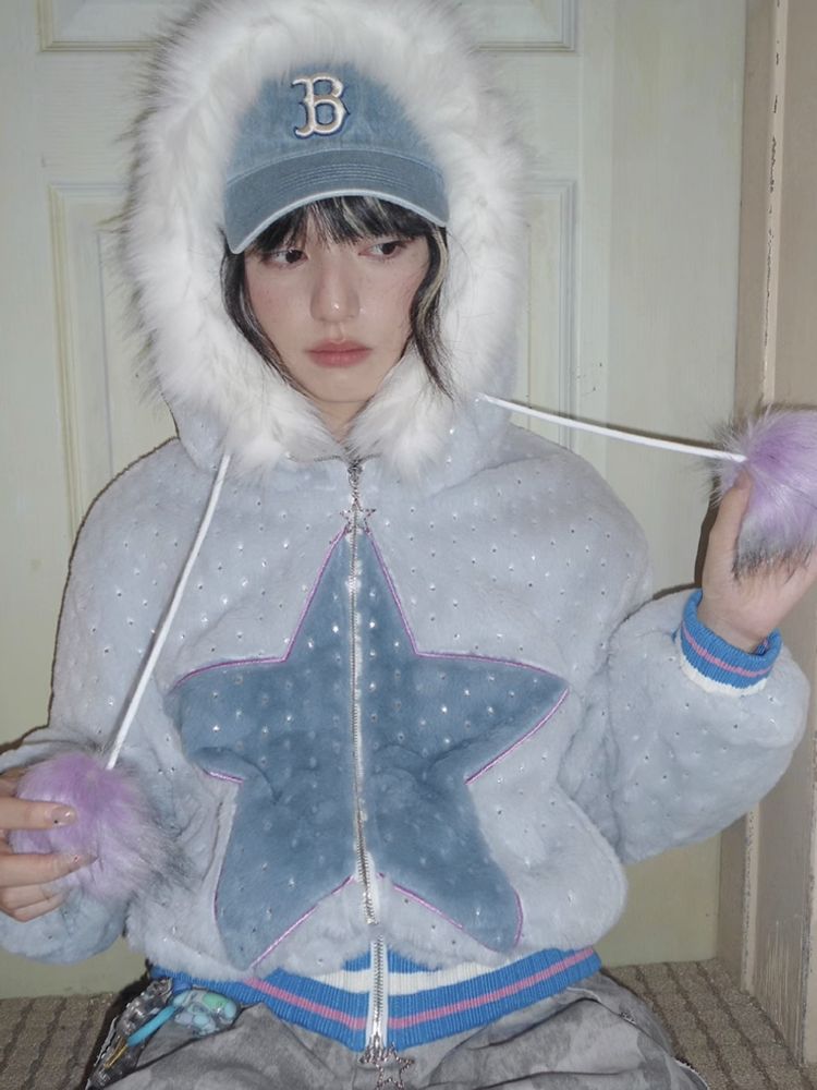 Star Plush Hooded Jacket【s0000010864】