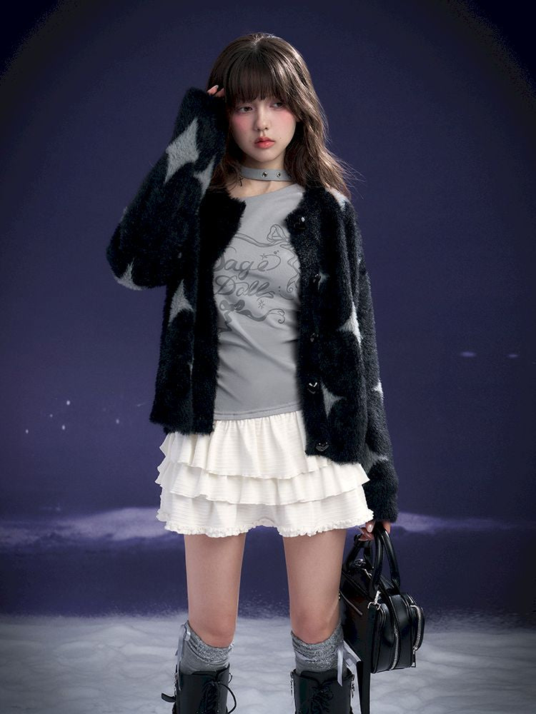 Diagonal Shoulder Printed Cake Skirt Dress【s0000011669】