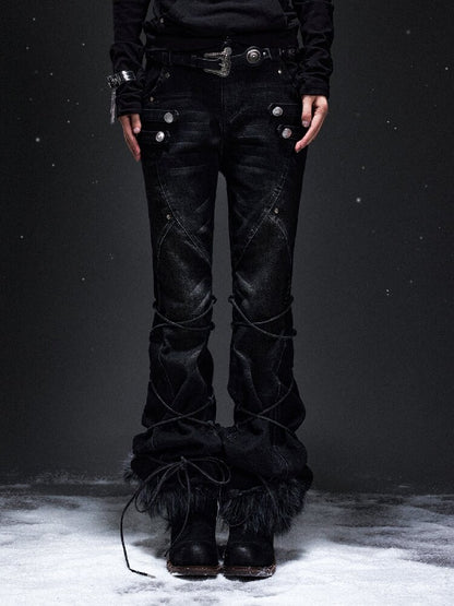Punk Washed Distressed Flared Jeans【s0000019298】