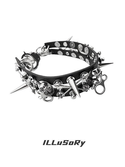 Hardcore Leather Punk Necklace Accessory【s0000018870】