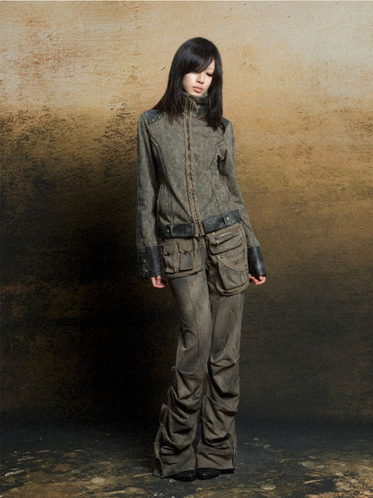 Skeleton Patchwork PU Sweatshirt 【s0000011803】