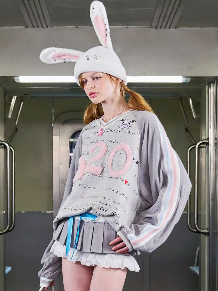 Embroidered Raglan Sleeve Sweatshirt【s0000014638】