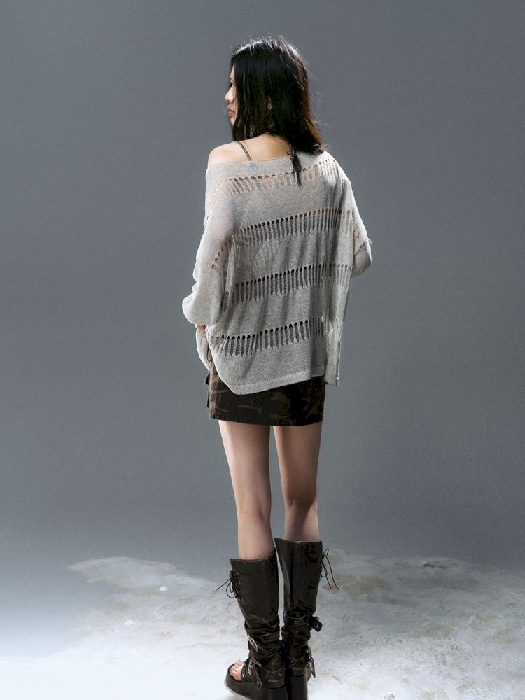 Raglan Cutout Knit Cowl Top【s0000012640】