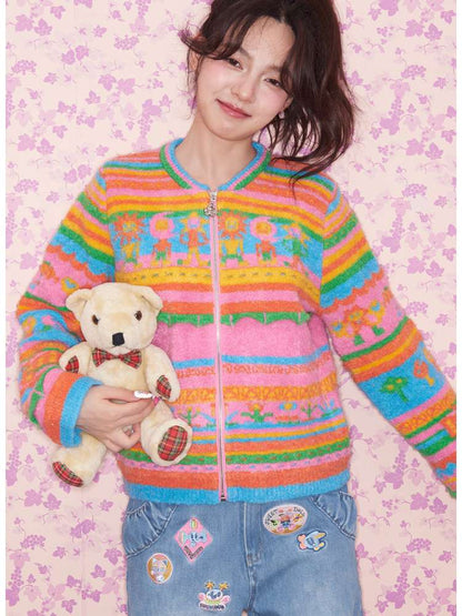 Colorful Striped Plush Knit Sweater【s0000015030】