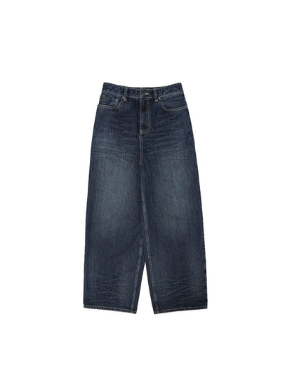 Straight leg sprayed horsehair denim pants【s0000012542】