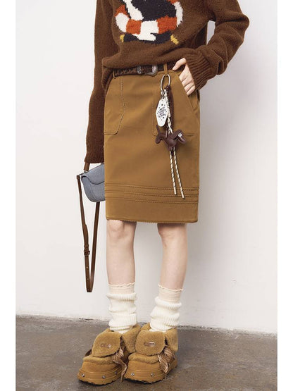 Large Pockets Leather Skirt【s0000014410】