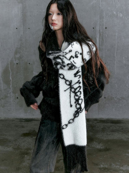 JACQUARD TASSEL Fringe Imitation Mink Scarf [S0000010398]