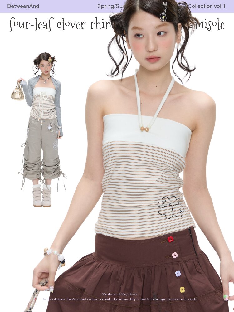 Diamond Striped Halterneck Top【s0000016386】