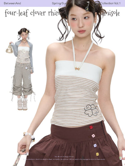 Diamond Striped Halterneck Top【s0000016386】