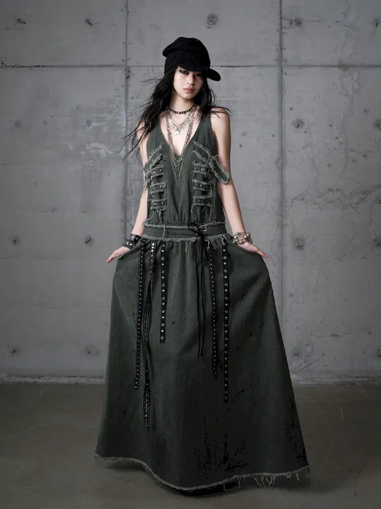 Workwear Vest-Style Maxi Dress【s0000013941】