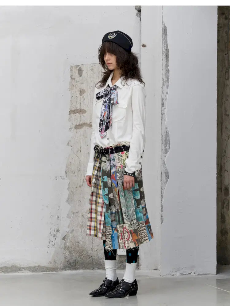 Frayed Waist Belt One-Piece Plaid Skirt【s0000014201】